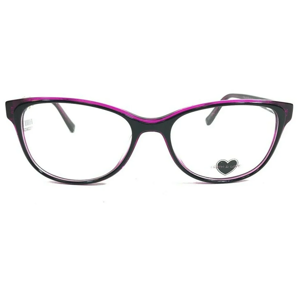 Truth & Love T&L 07 COL 80 Eyeglasses Frames Black Purple Cat Eye Full Rim 135